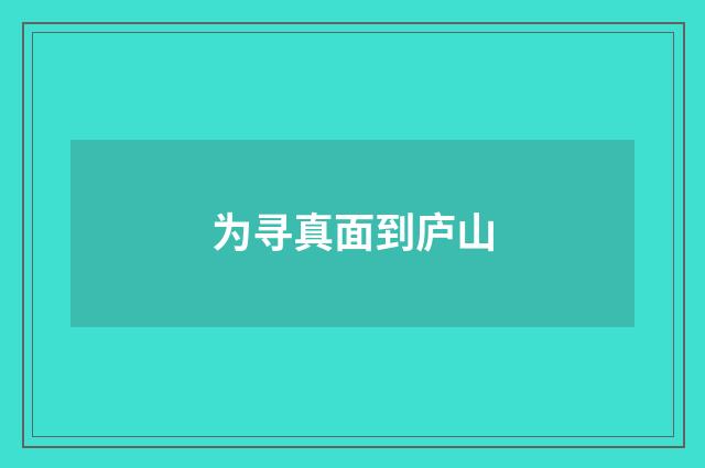 为寻真面到庐山