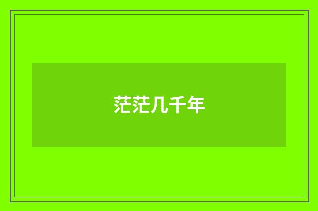 茫茫几千年