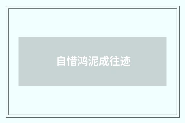 自惜鸿泥成往迹