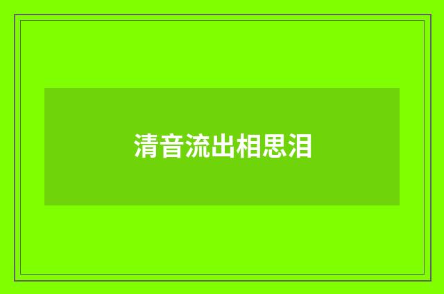 清音流出相思泪