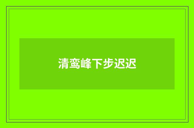 清鸾峰下步迟迟