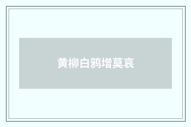 黄柳白鸦增莫哀