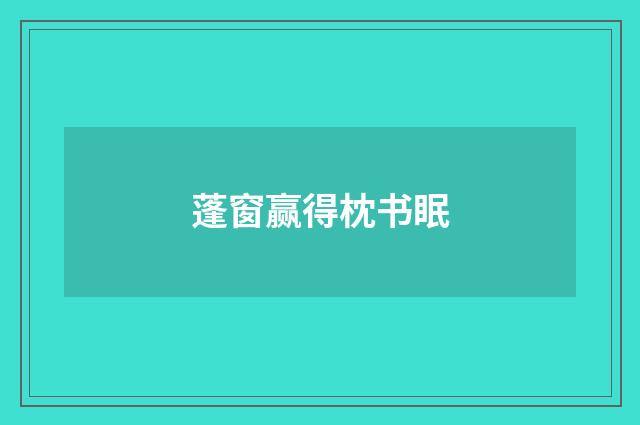 蓬窗赢得枕书眠