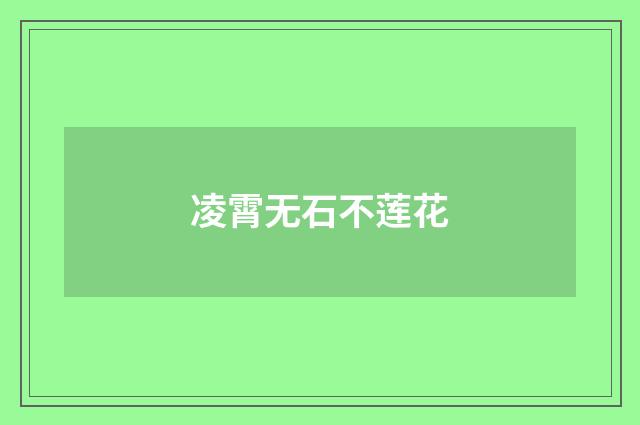 凌霄无石不莲花