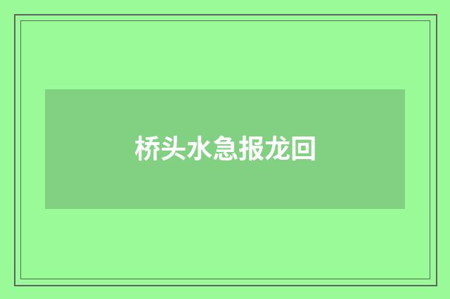 桥头水急报龙回