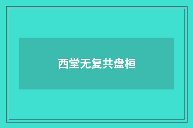西堂无复共盘桓