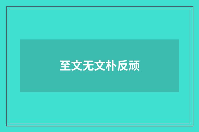 至文无文朴反顽