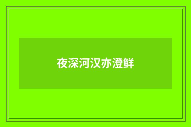夜深河汉亦澄鲜