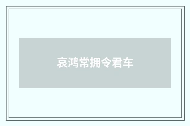 哀鸿常拥令君车