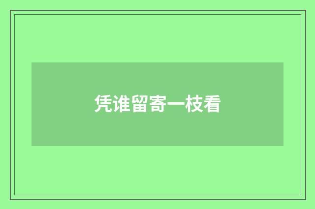 凭谁留寄一枝看