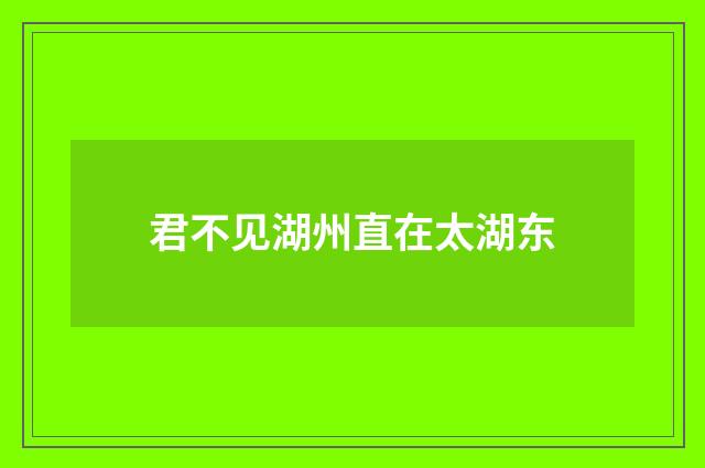 君不见湖州直在太湖东