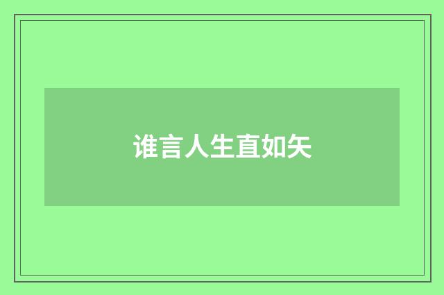谁言人生直如矢