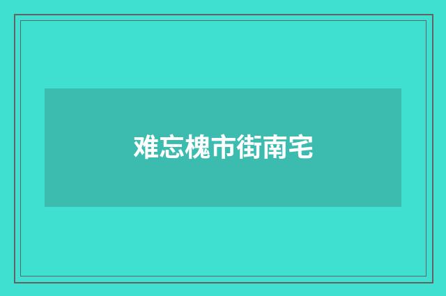 难忘槐市街南宅