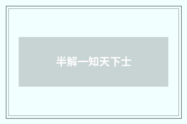 半解一知天下士