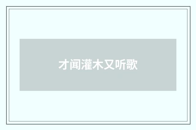 才闻灌木又听歌