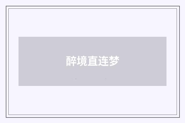 醉境直连梦