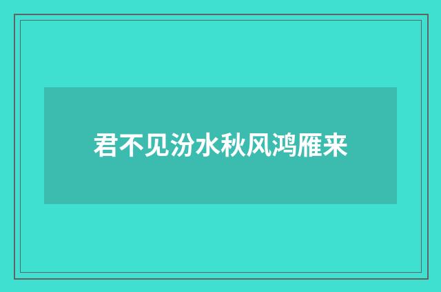 君不见汾水秋风鸿雁来