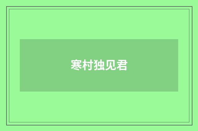 寒村独见君
