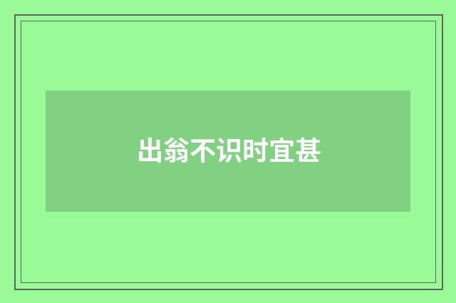 出翁不识时宜甚