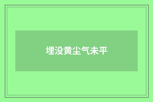 埋没黄尘气未平