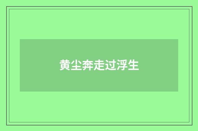 黄尘奔走过浮生