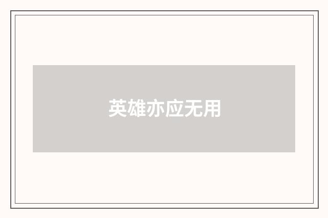 英雄亦应无用