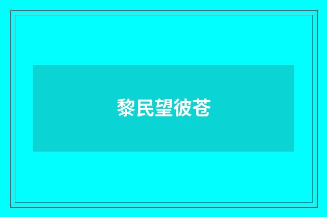 黎民望彼苍