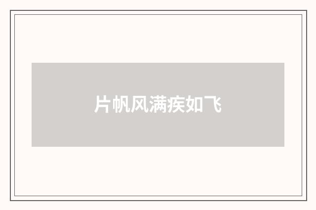 片帆风满疾如飞