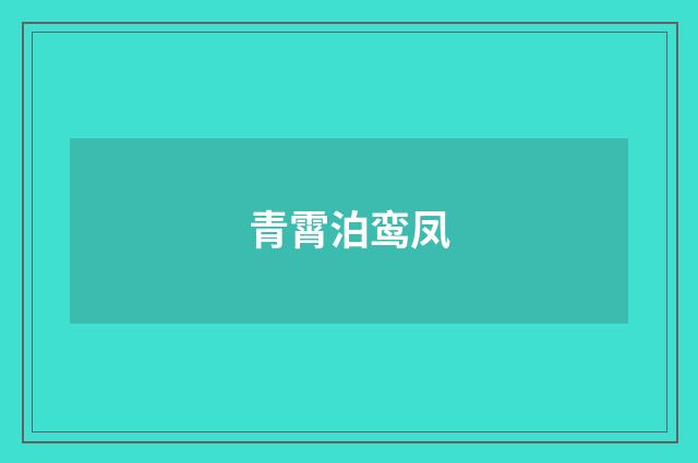青霄泊鸾凤