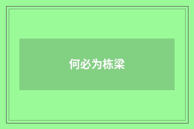 何必为栋梁