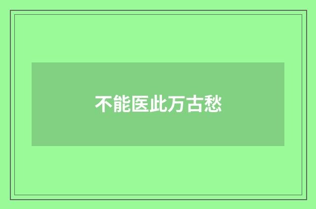 不能医此万古愁