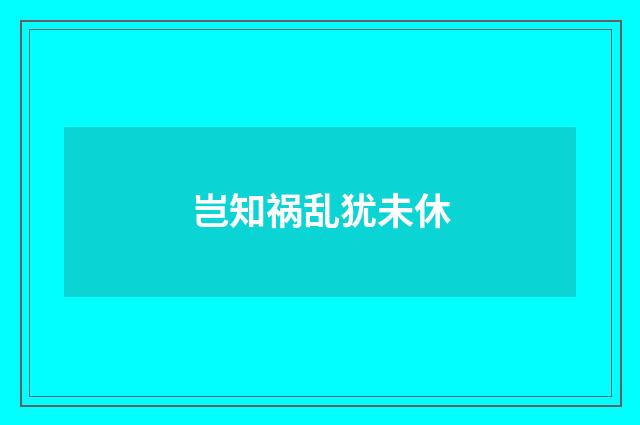 岂知祸乱犹未休
