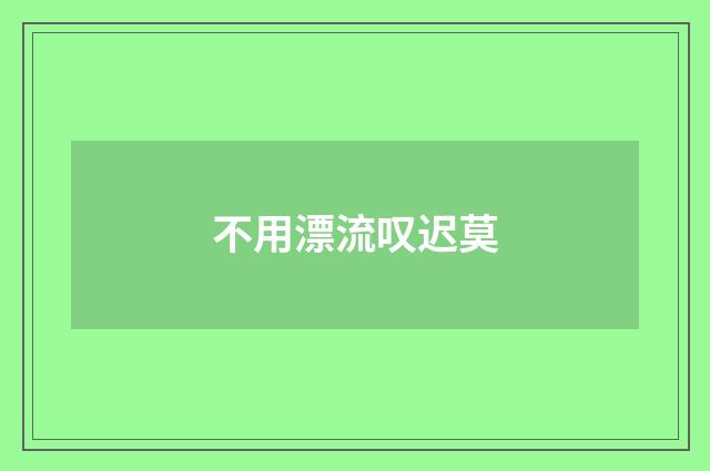 不用漂流叹迟莫