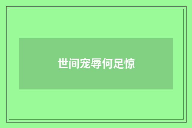 世间宠辱何足惊