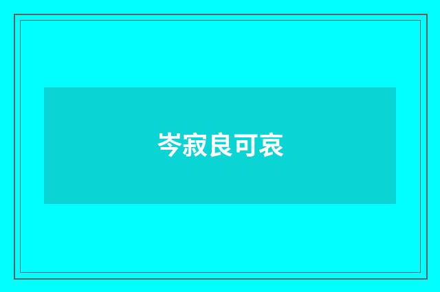 岑寂良可哀