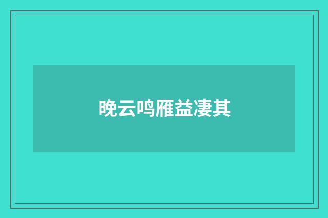 晚云鸣雁益凄其