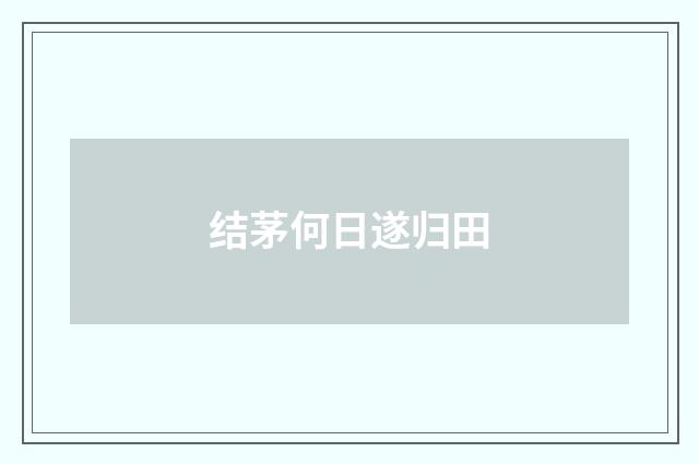 结茅何日遂归田