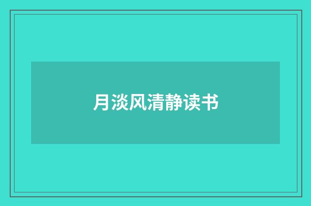 月淡风清静读书