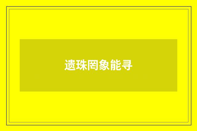 遗珠罔象能寻