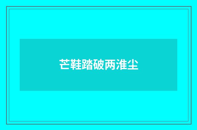 芒鞋踏破两淮尘