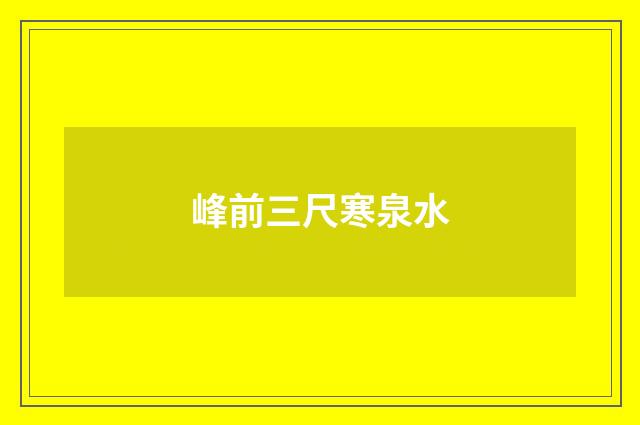 峰前三尺寒泉水