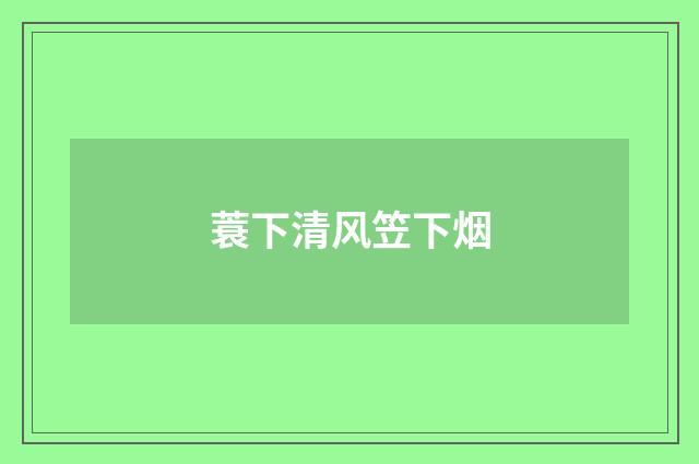 蓑下清风笠下烟