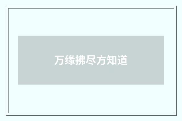 万缘拂尽方知道