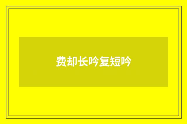费却长吟复短吟