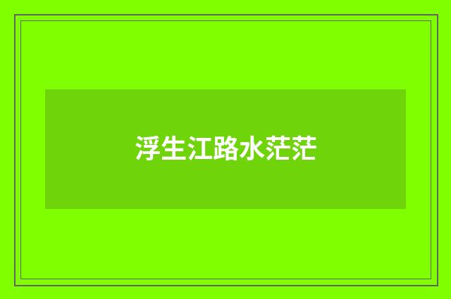 浮生江路水茫茫