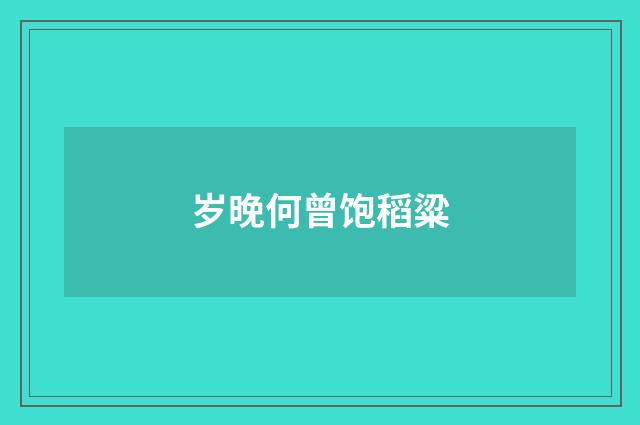 岁晚何曾饱稻粱