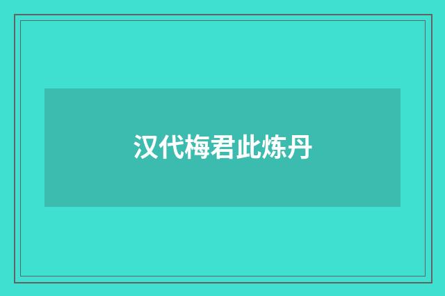 汉代梅君此炼丹