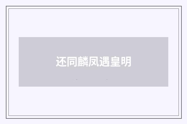还同麟凤遇皇明