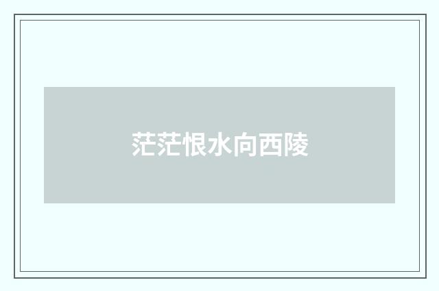 茫茫恨水向西陵