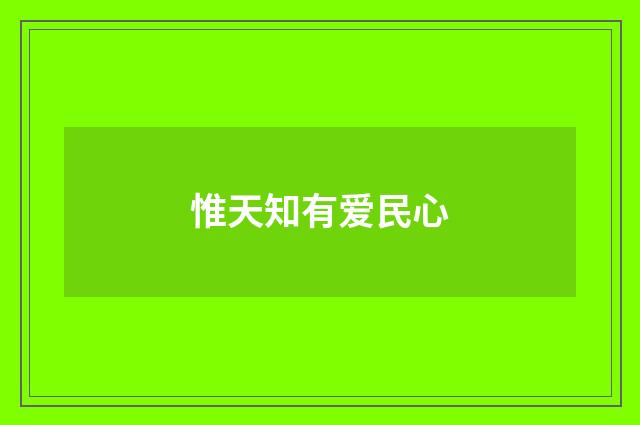 惟天知有爱民心